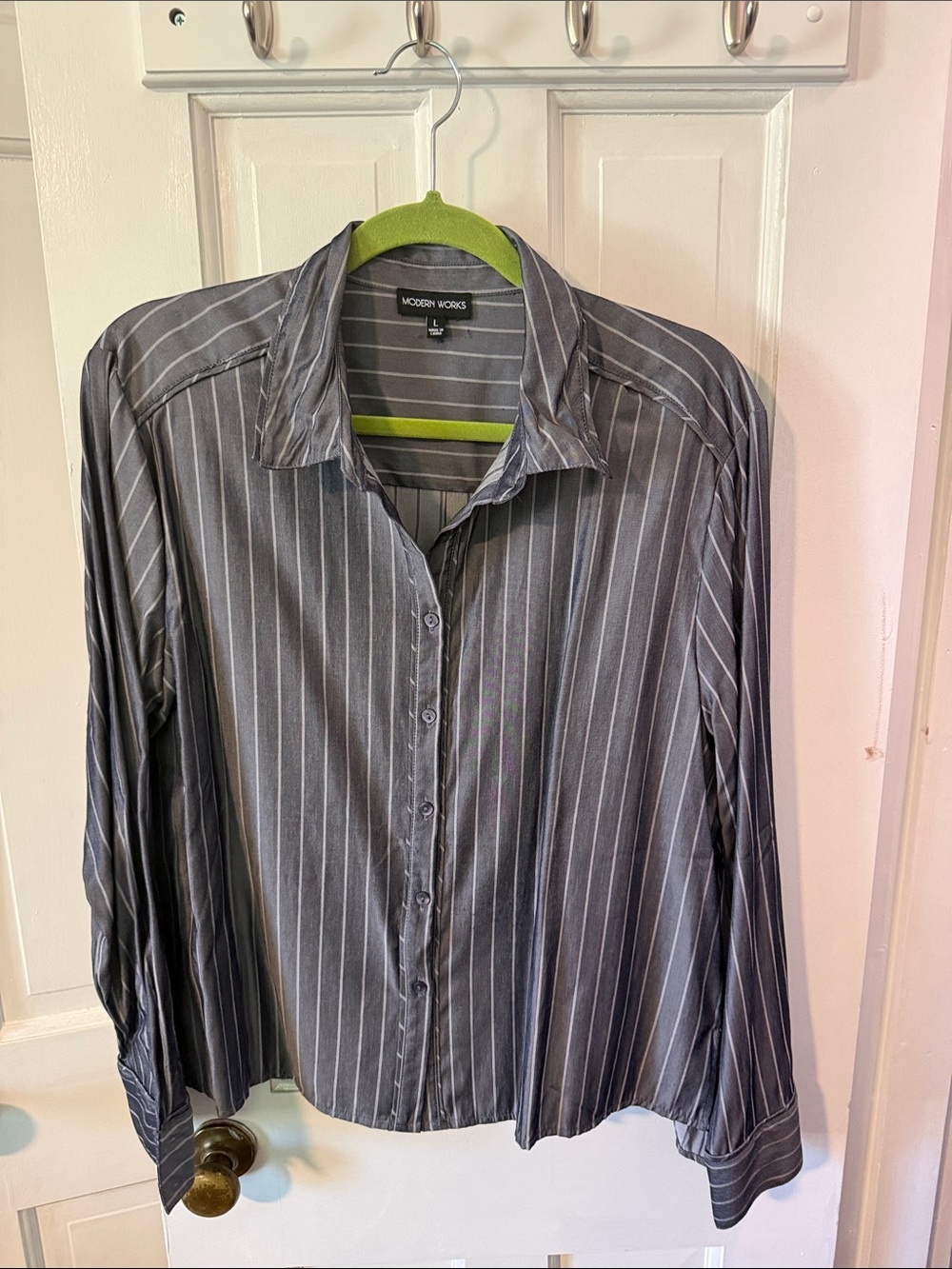 Modern Works Gray Pinstripe Button-Up Shirt